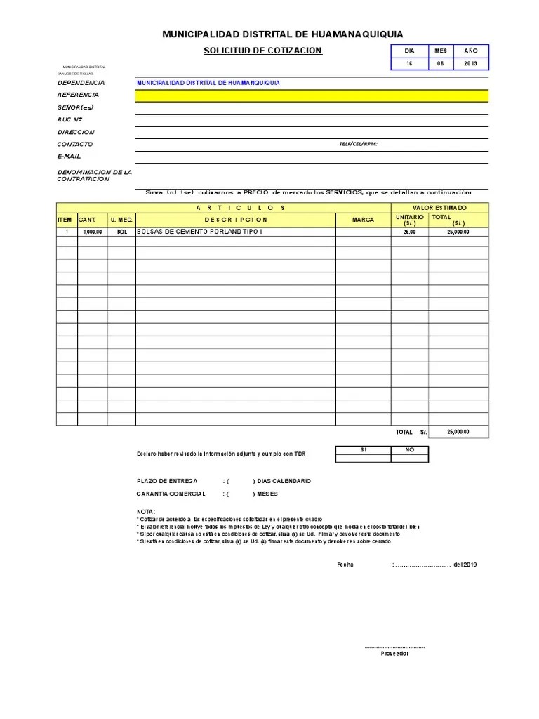 Formato de Cotizacion PDF Precios Mercado (economía)