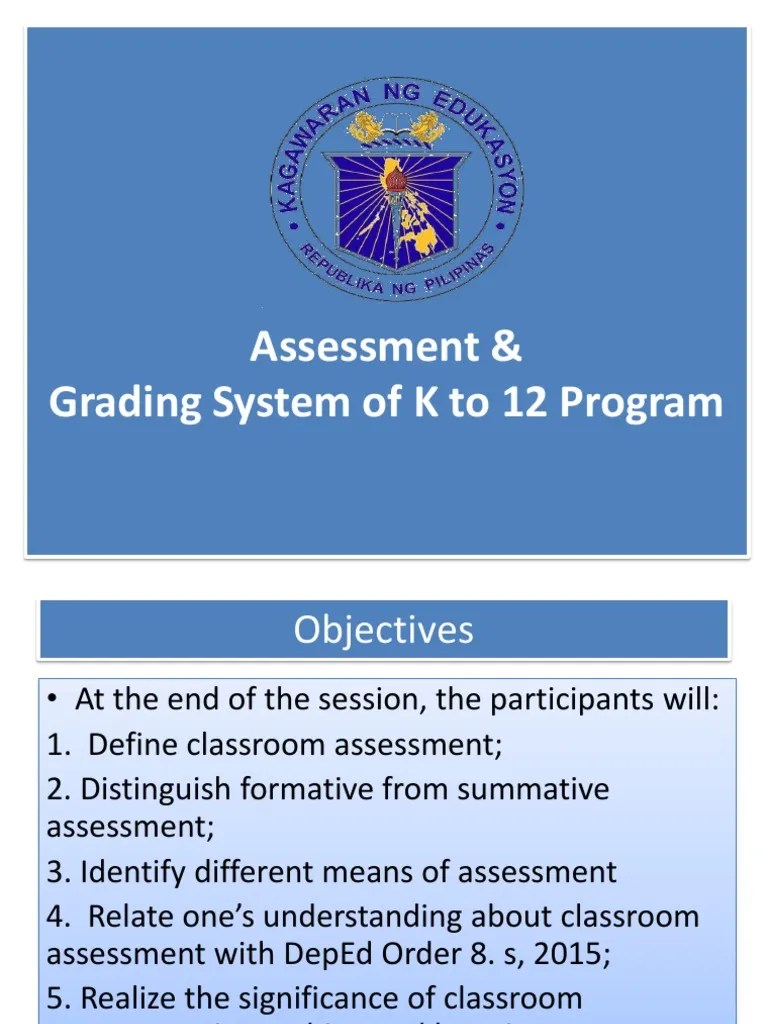 Assessment & Grading System of K To 12 Program PDF Educational