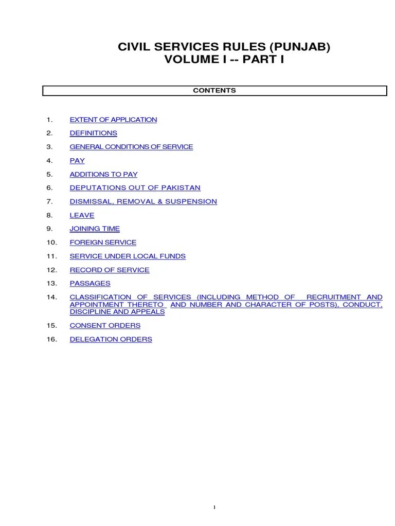 Civil Services Rules Punjab PDF PDF Government Of India Civil Service