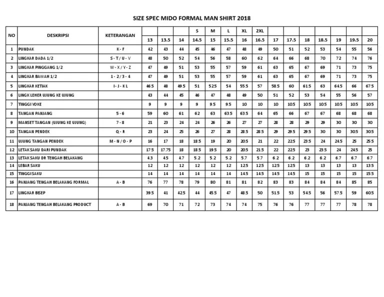 Format Isian Data Ukuran Seragam - 2018 Kemeja Pria | PDF