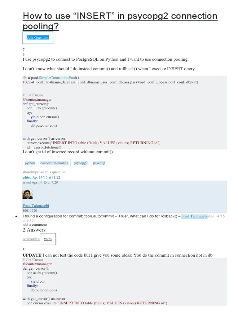 How To Use INSERT in Psycopg2 Connection Pooling PDF Data