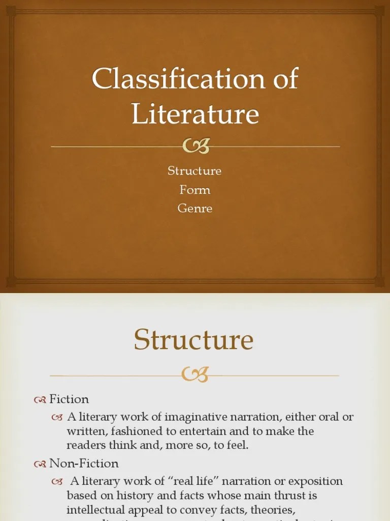 Classification of Literature PDF Narrative Narration