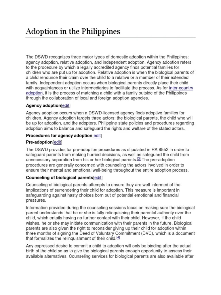 An Overview of the Adoption Process in the Philippines Types of