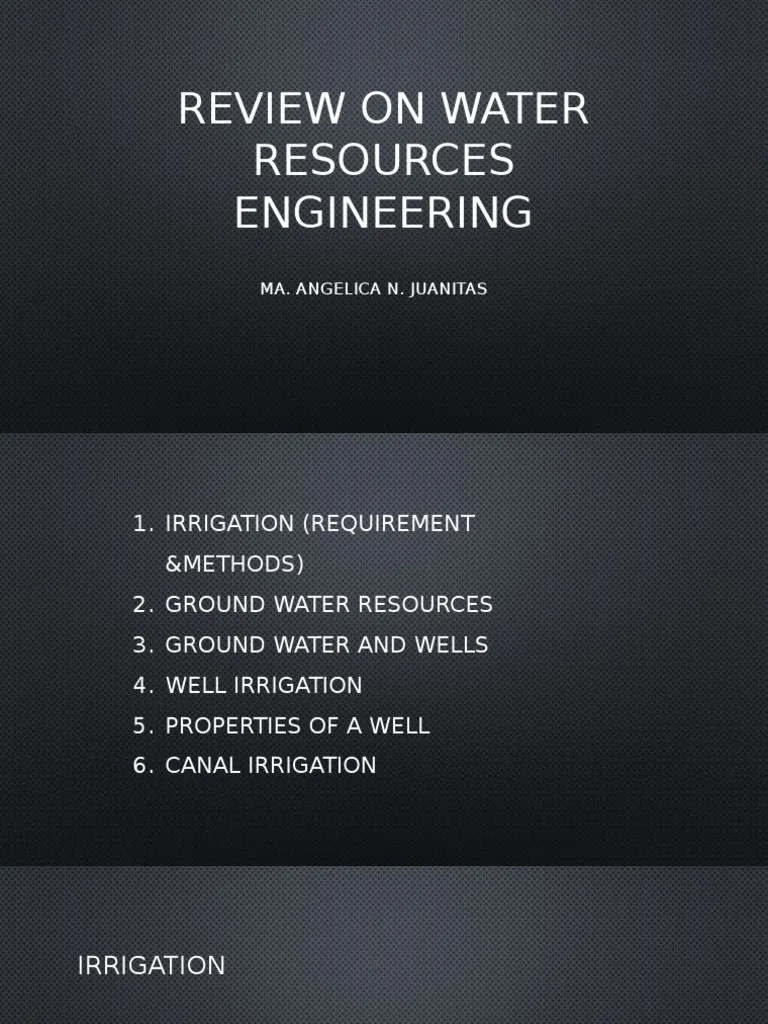 Review On Water Resource Engineering PDF Aquifer Irrigation