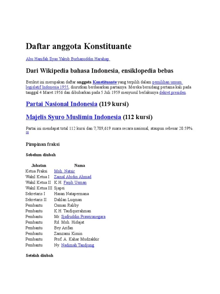 Daftar Anggota Konstituante | PDF
