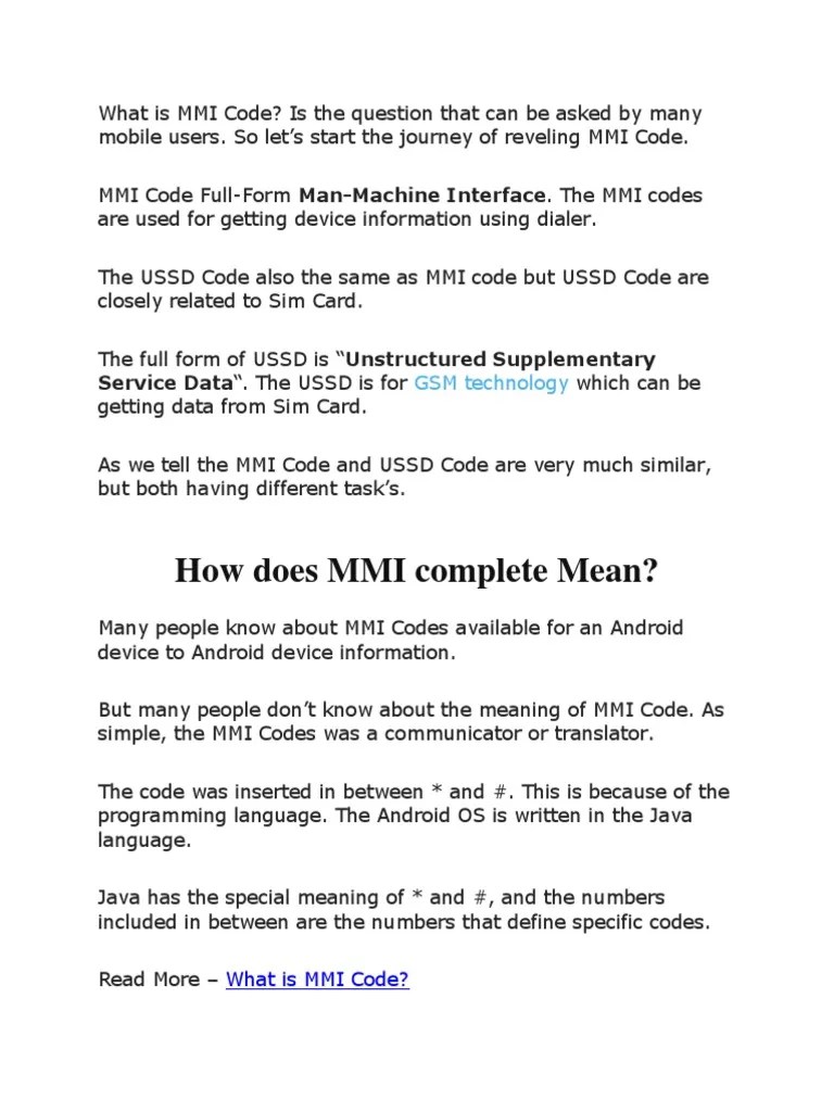 What Is MMI Code? PDF