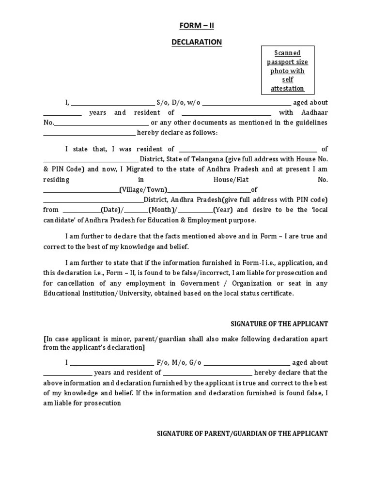 Issueance of Local Status Certificate Declaration Form PDF Official Documents Government