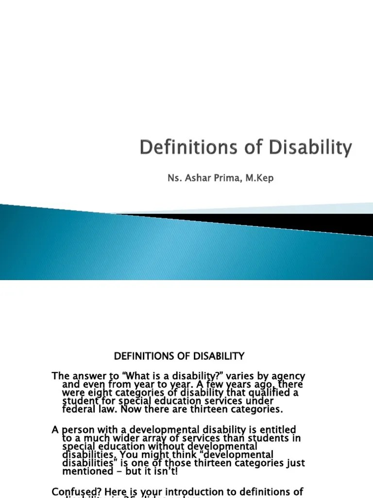 An Introduction to Definitions of Disability Understanding the