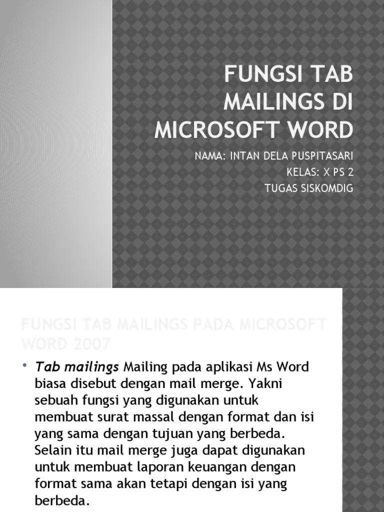 Fungsi Tab Mailings Di Microsoft Word