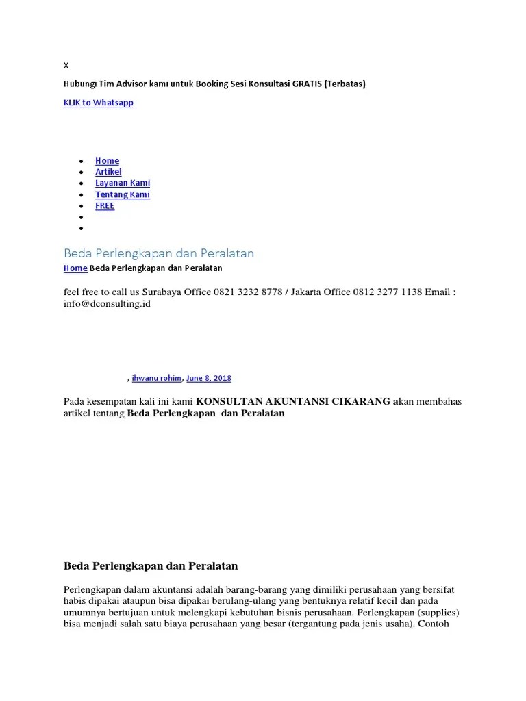 Beda Perlengkapan Dan Peralatan: KLIK To Whatsapp | PDF