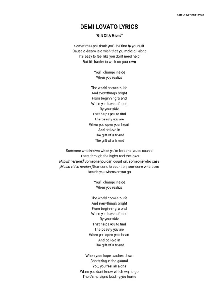 Lirik Lagu Gift Of A Friend – Belajar