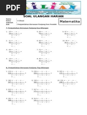 Soal Matematika Kelas 1 Sd Penjumlahan Bersusun