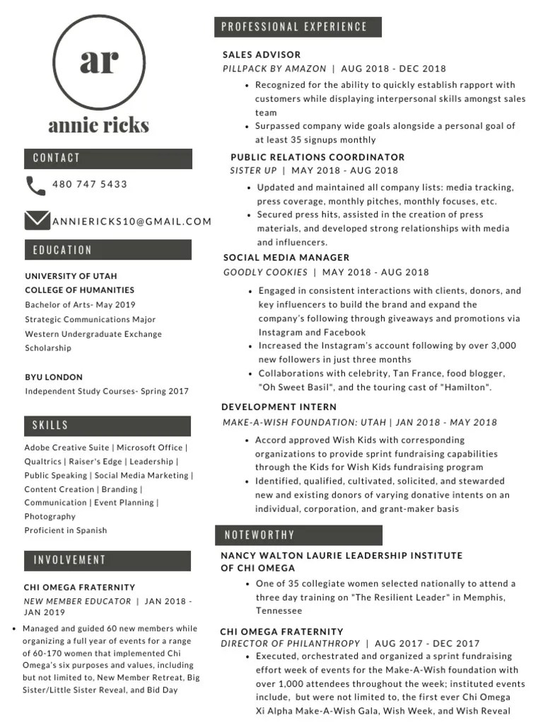 Annie Resume PDF Fundraising Leadership