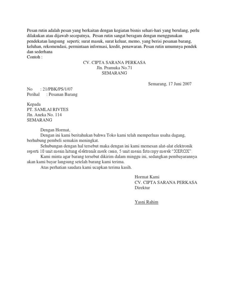 Contoh Pesan-Pesan Bisnis | PDF