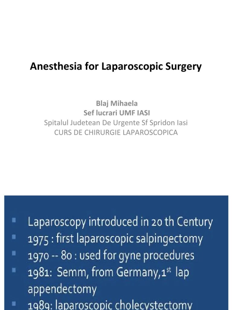 Anesthesia For Laparoscopic Surgery PDF Surgery Anesthesia