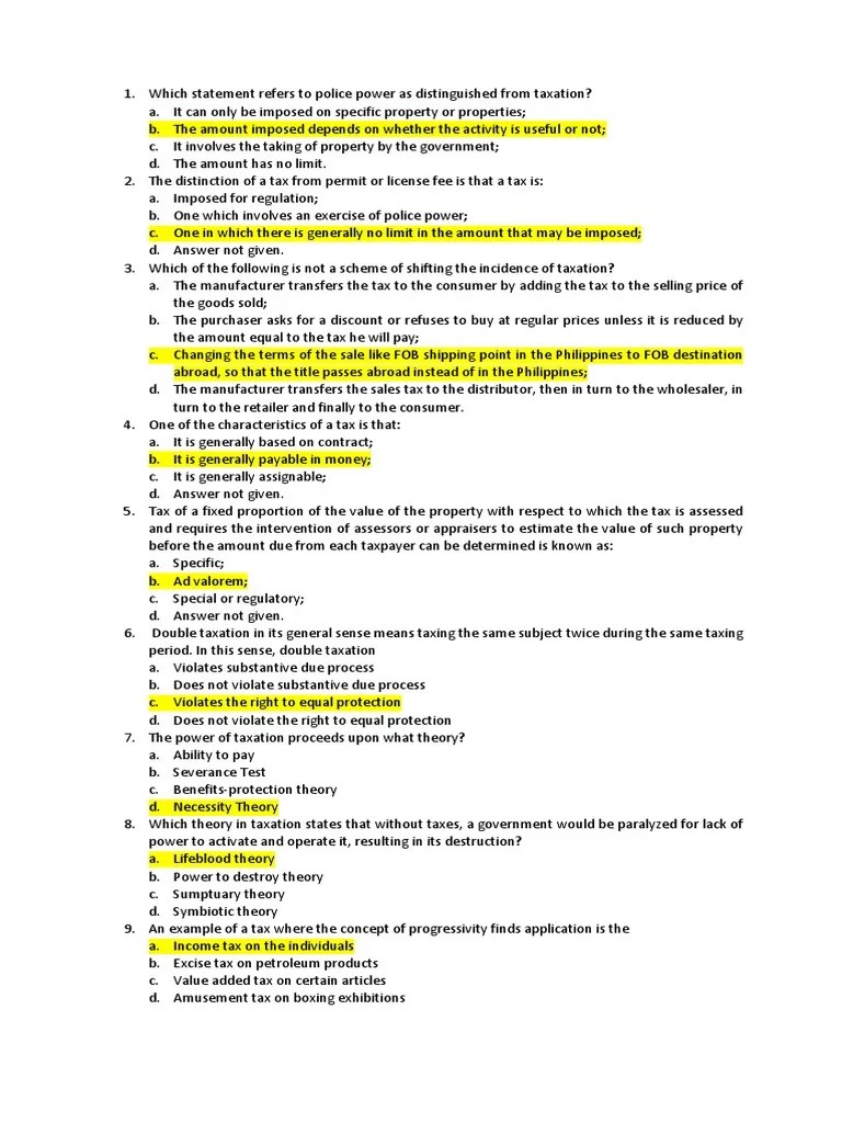 Answer Key Assessment PDF Lease Taxes