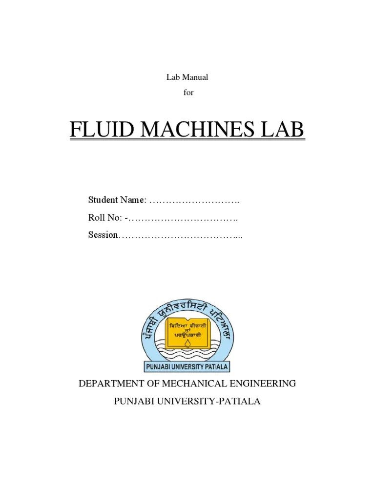 Fluid Machines Lab Manual PDF Turbine Pump