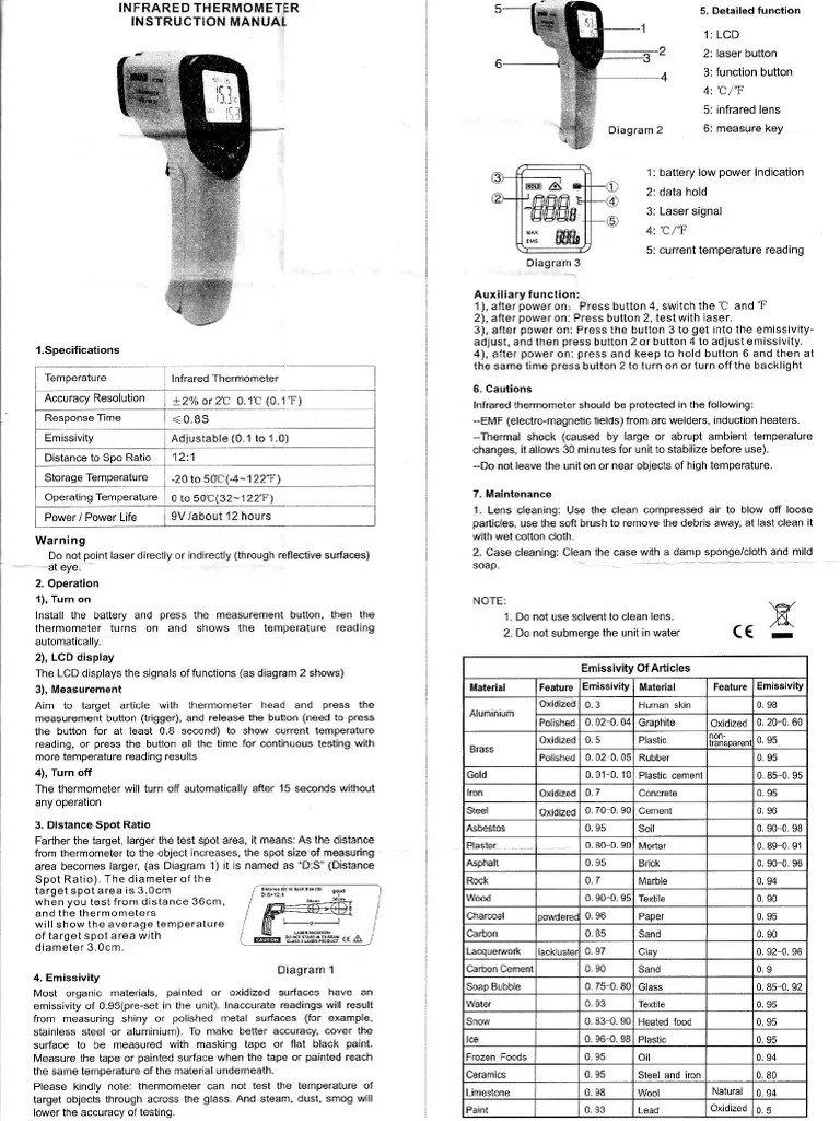 Nubee NUB8550H Temp Gun Manual PDF
