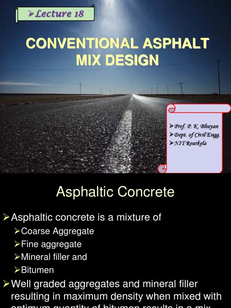 LECT18Conventional Asphalt Mix Design PDF Construction Aggregate