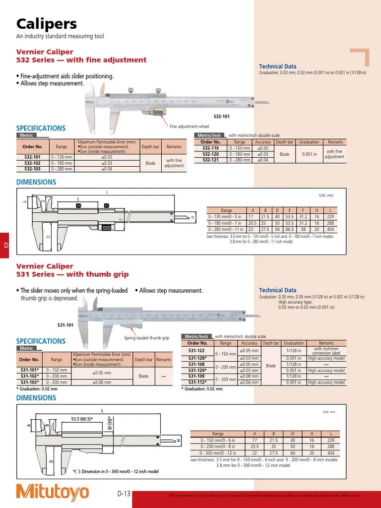 Mitutoyo Vernier Caliper Details PDF Scientific Observation