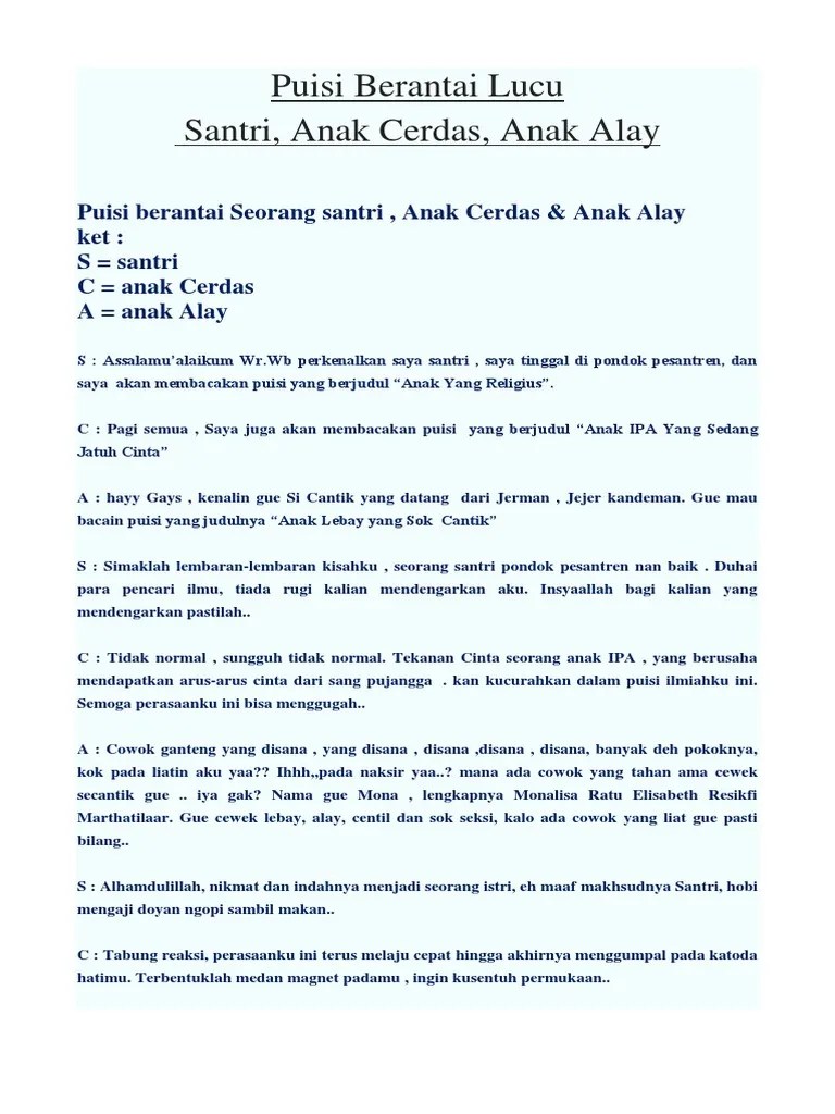 Puisi Berantai Lucu | PDF