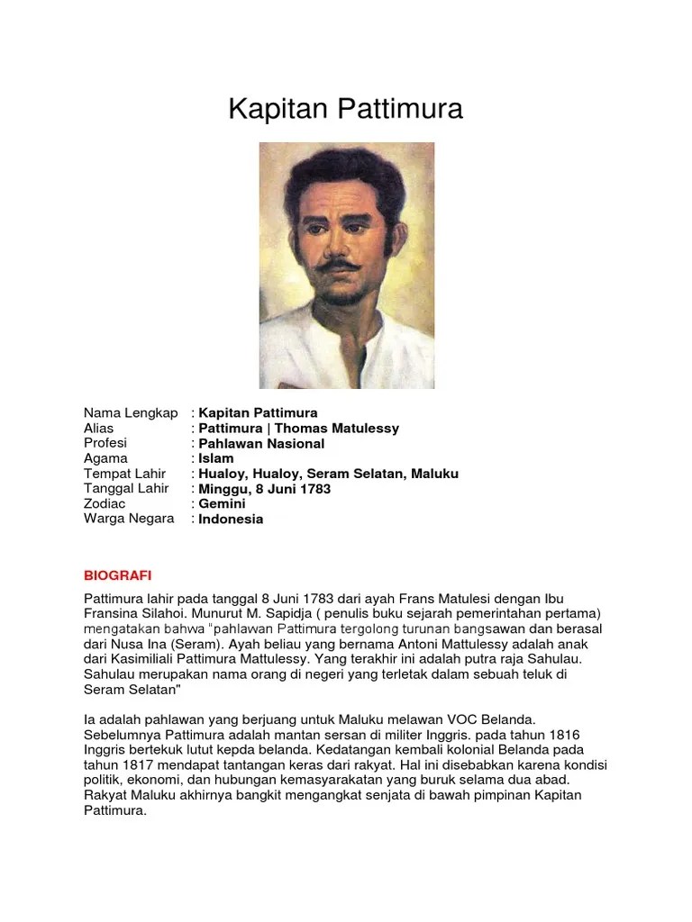 Kapitan Pattimura Berasal Dari Mana