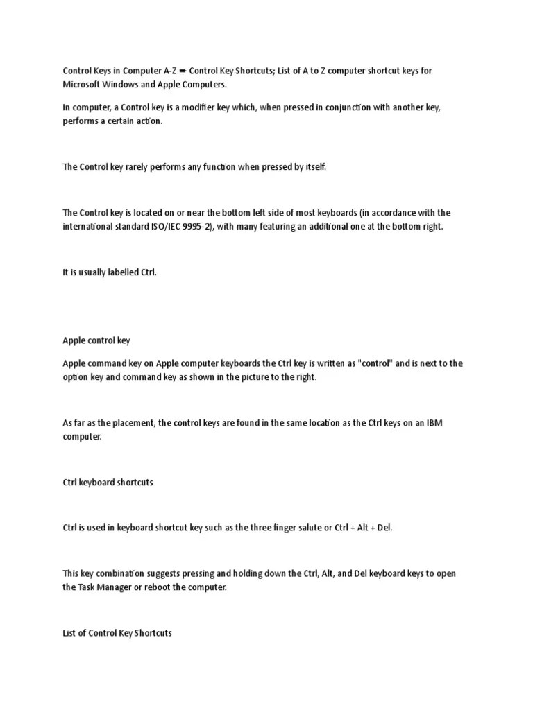 Control Keys inWPS Office PDF Keyboard Shortcut Control Key