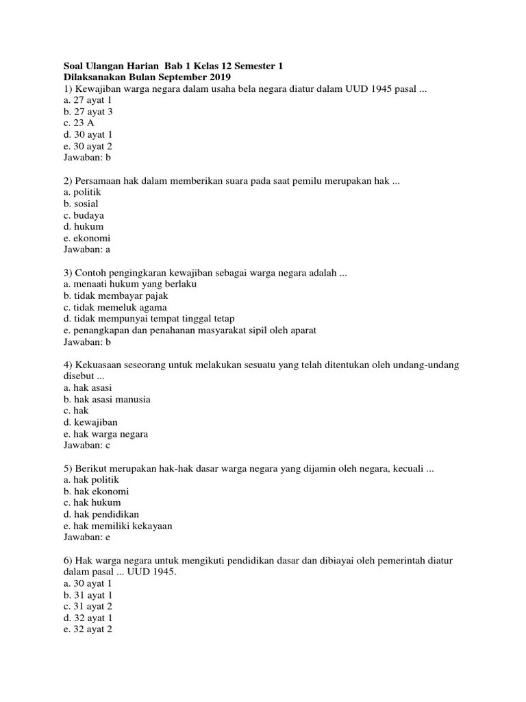 Contoh Hak Warga Negara Dalam Bidang Hukum Adalah Quizizz