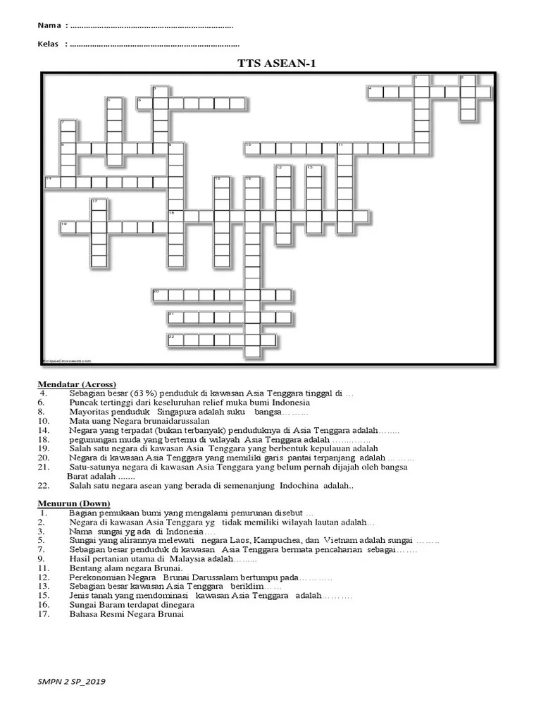 Tts Asean-1: Mendatar (Across) | PDF