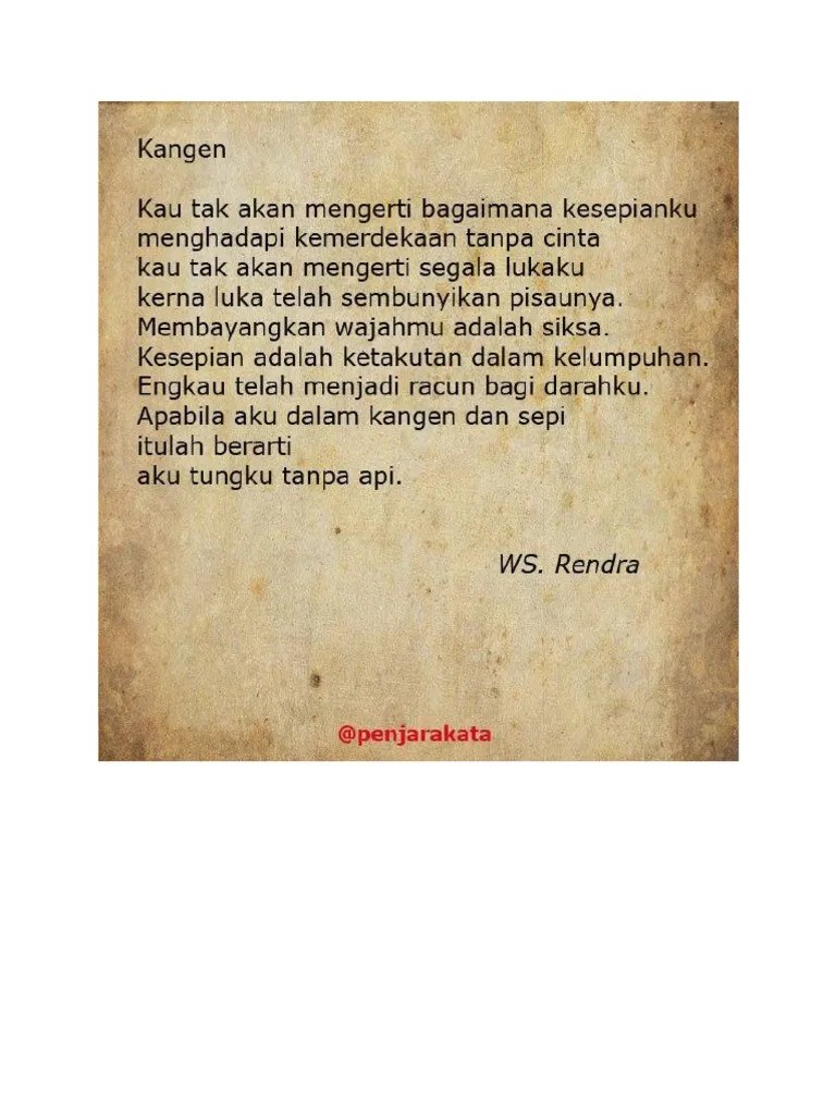 Sajak Ws Rendra Kangen