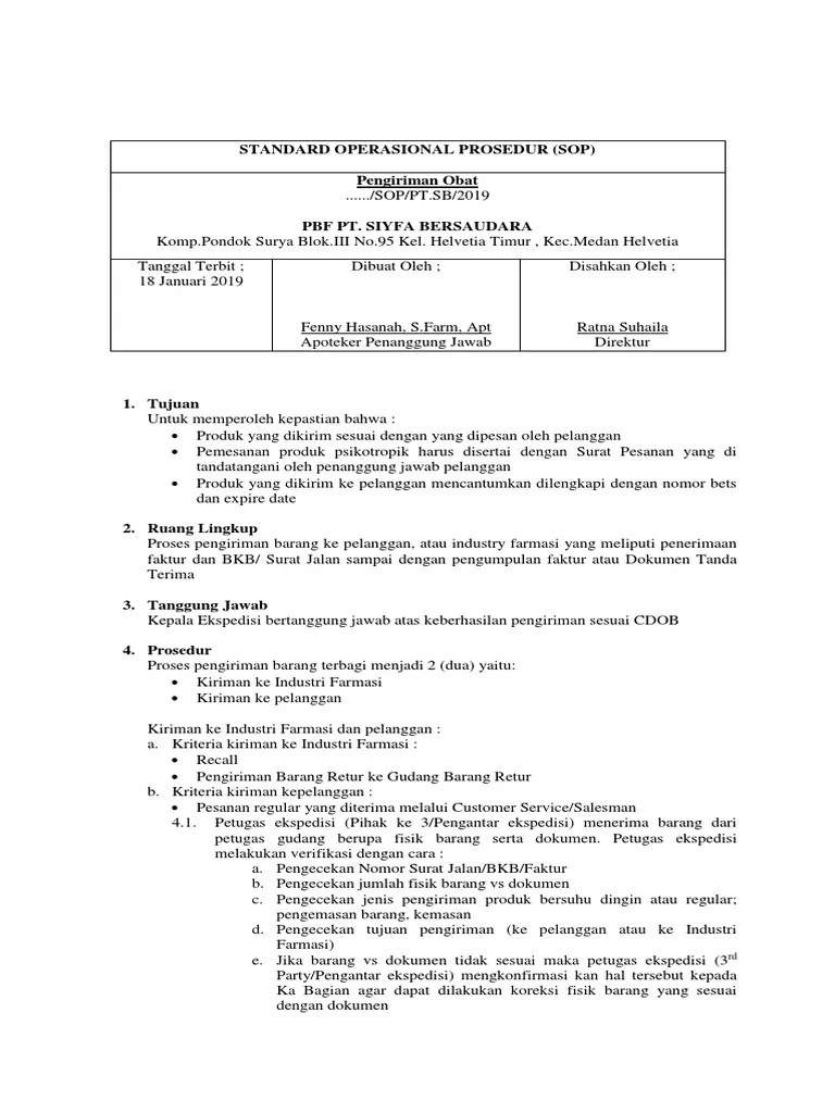 Sop Pengiriman Obat | PDF