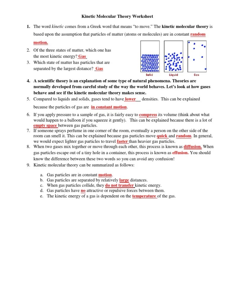 Molecular Theory Worksheet Word Worksheet