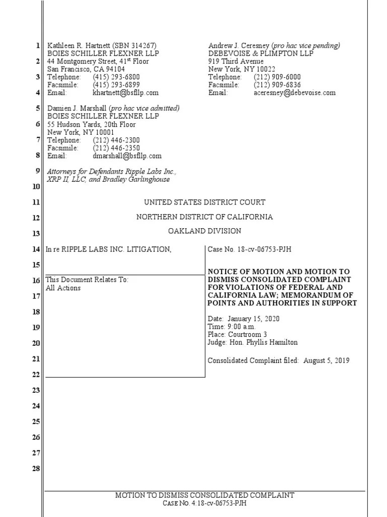 Defendants' Motion to Dismiss Federal Rules Of Civil Procedure Complaint