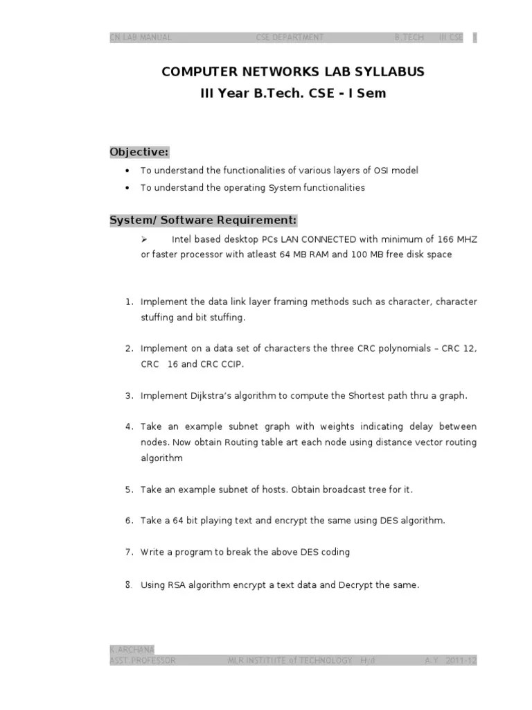 Computer Networks Lab Manual Latest PDF PDF Routing Computer Network