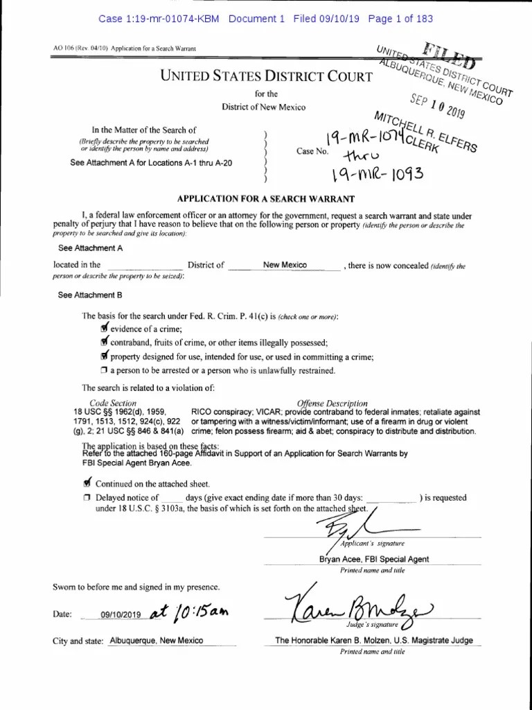 SNM Search Warrant Affidavit PDF Sources Library Science