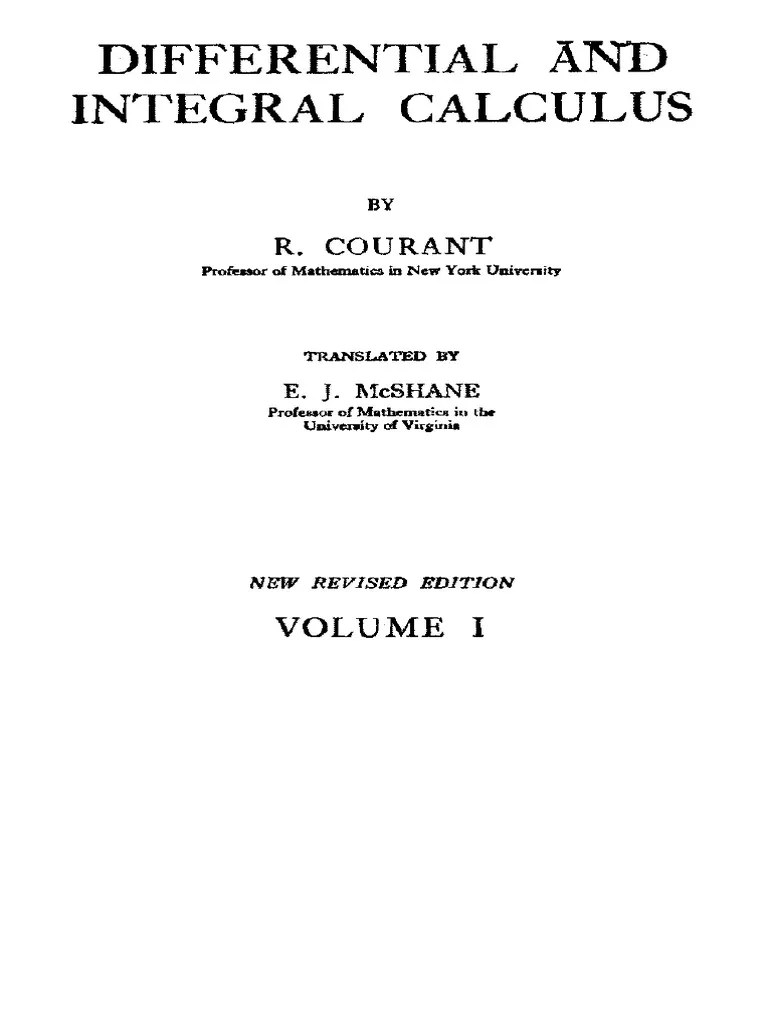 89.Courant R. Differential and Integral Calculus Vol.1 PDF
