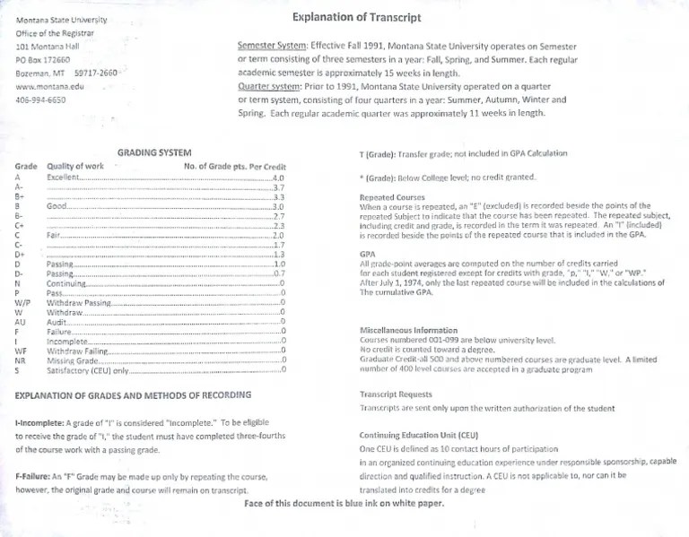 MSU Grading Scheme PDF