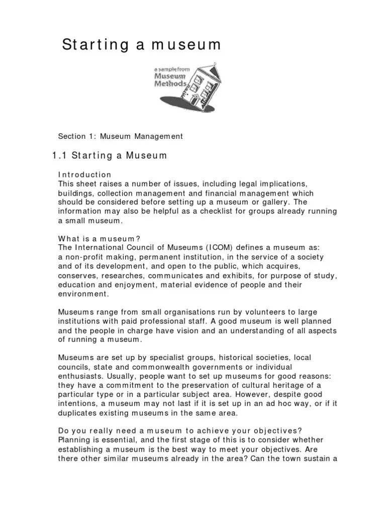 1 Starting a Museum Museum Business