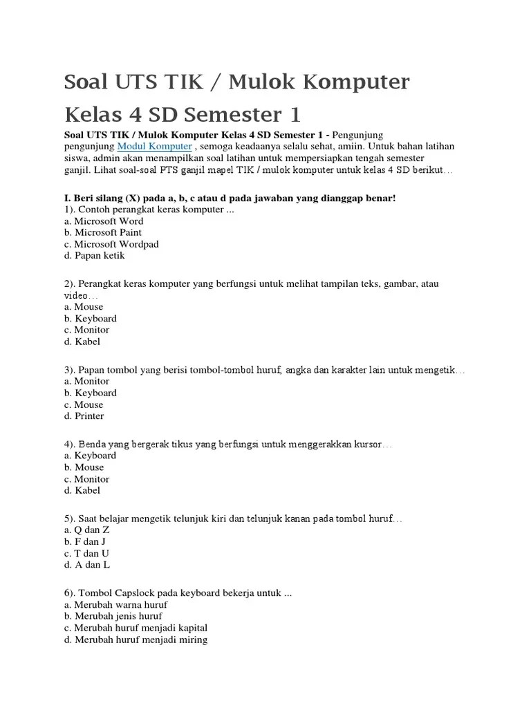 Soal UTS TIK | PDF