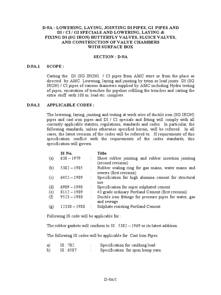 Di and Gi Pipes Laying PDF Pipe (Fluid Conveyance) Road