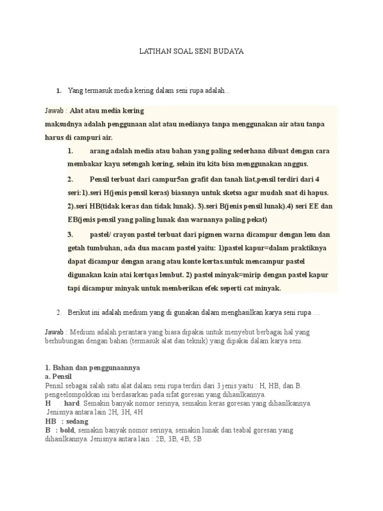 Soal Seni Budaya | PDF