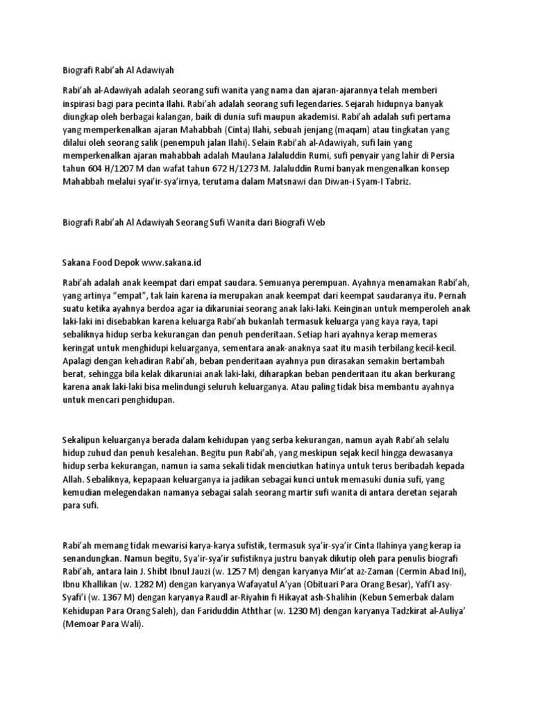 Biografi Rabiah Al Adawiyah | PDF