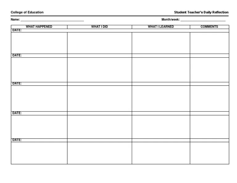 Reflection Template PDF
