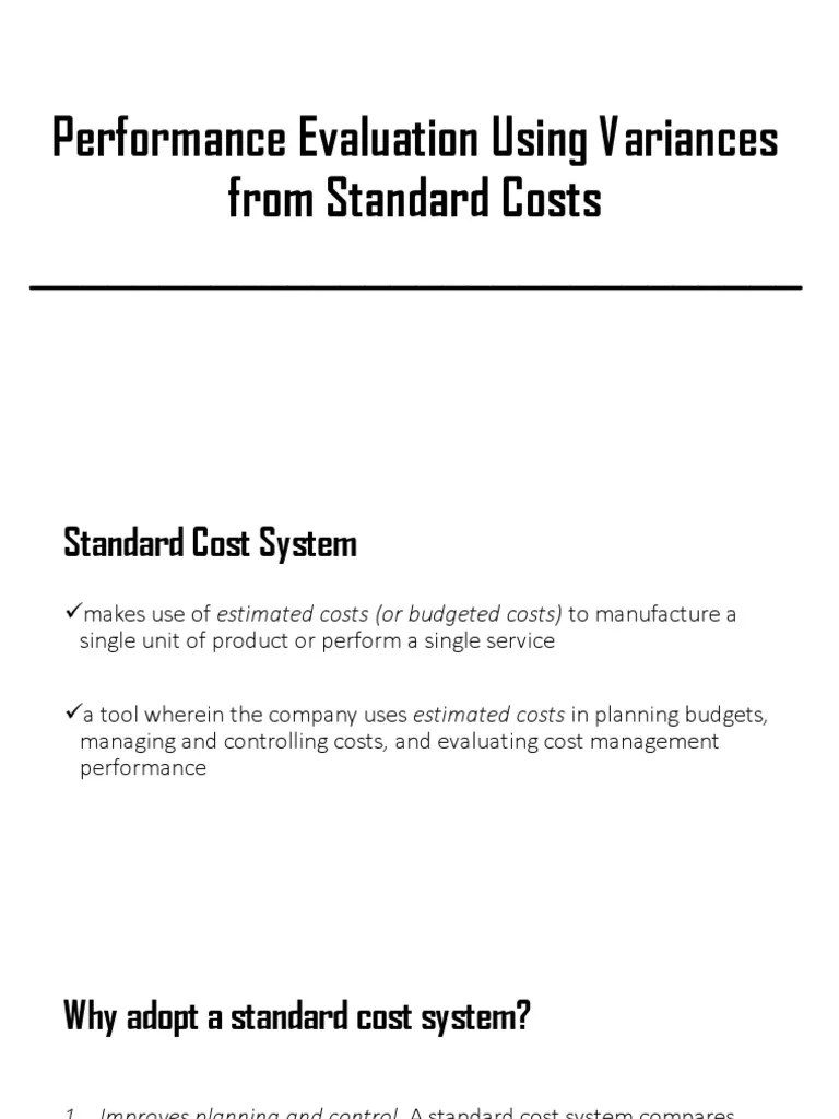 Standard Cost System PDF Variance Cost Accounting