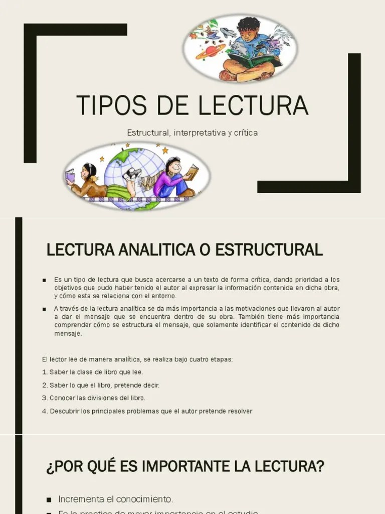 Tipos De Lectura Estructural, interpretativa y crítica Conocimiento