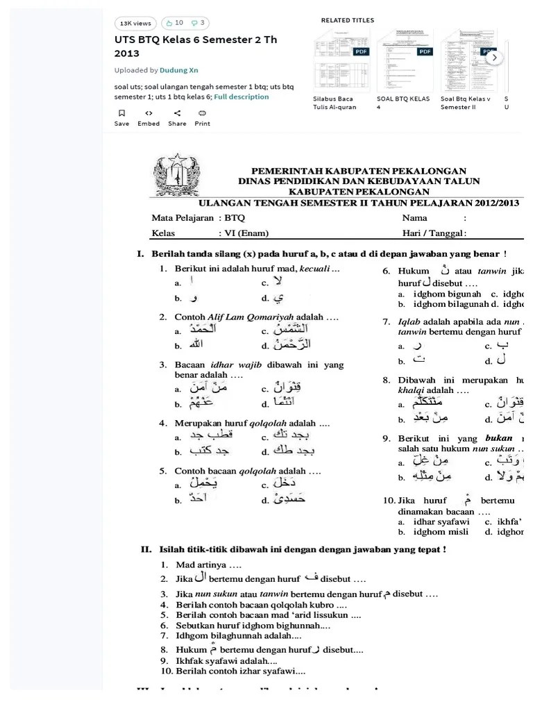Soal Btq Kelas 1 Semester 2 Dan Kunci Jawaban Artefakt Miniatures