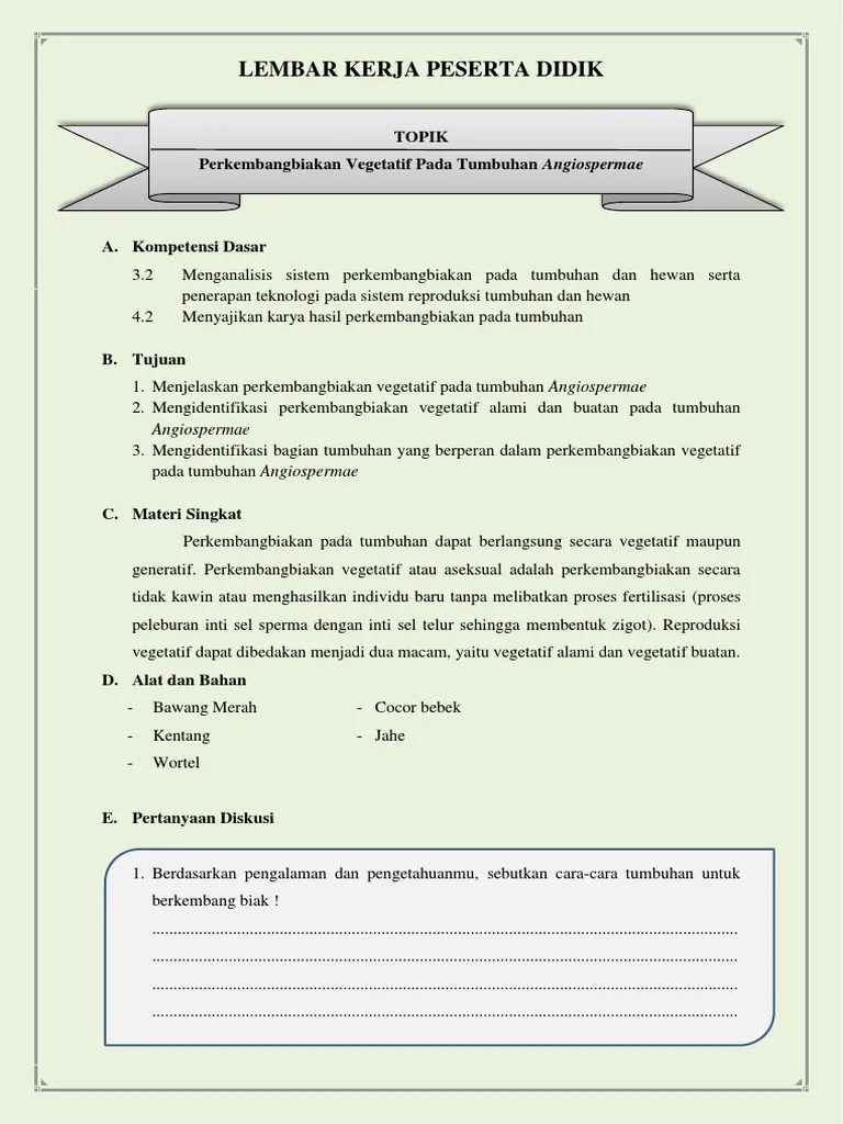 LKPD Perkembangbiakan Vegetatif | PDF