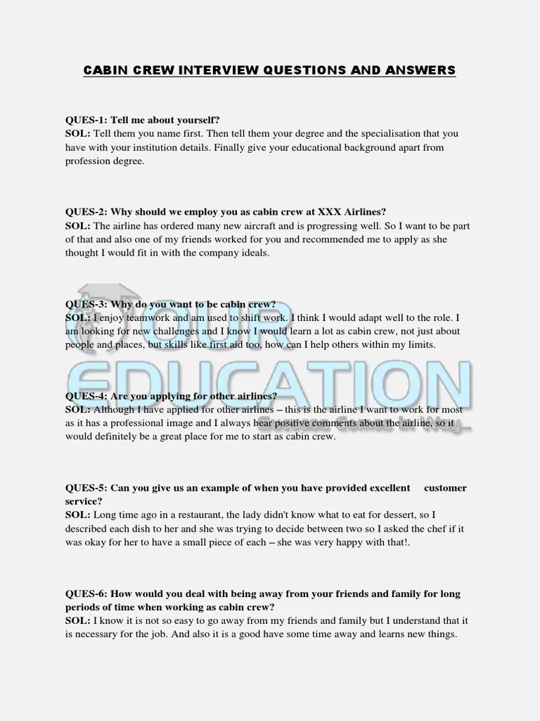 Cabin Crew Interview Questions and Answers PDF | PDF | Foreign Language