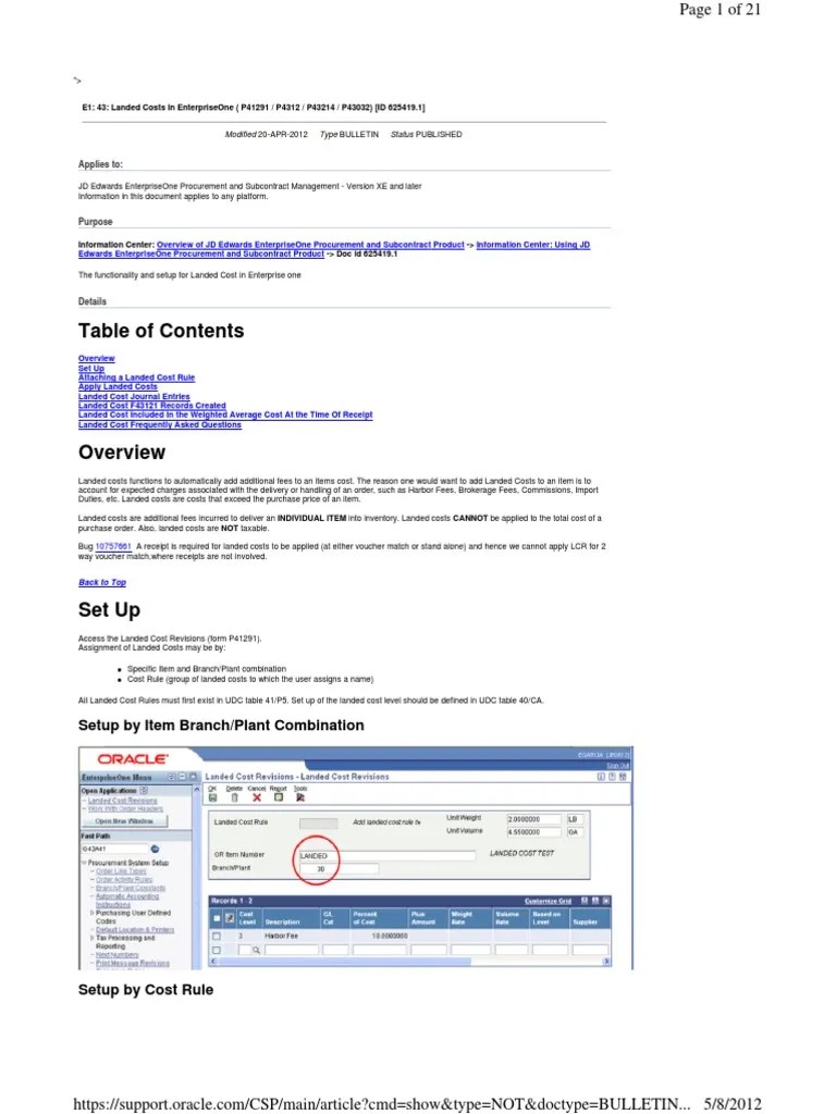 177902Landed Costs in JDE PDF PDF Voucher Debits And Credits