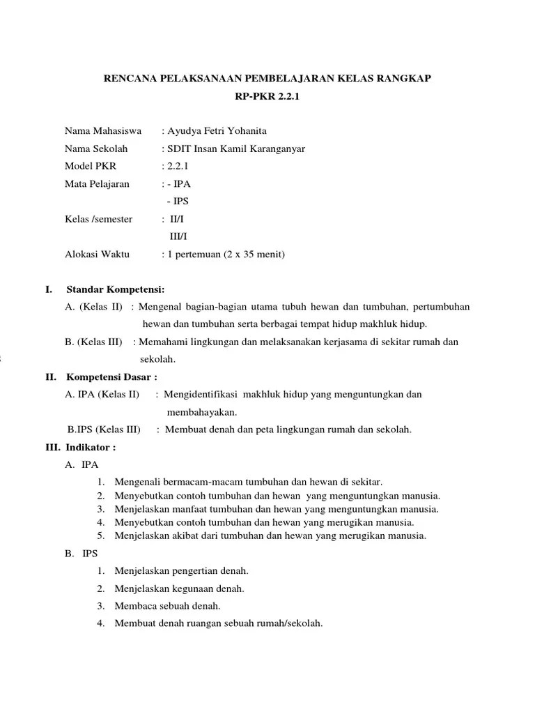 Contoh RPPKR (PKR. Okt.2015. 2) | PDF